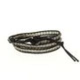 Bracelet ethnique, cristral tressé à cordes Noir (Gris) - 2051-32948