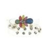 Bracelet 3 tours translucide Fleurs et strass, 8454 Noir-Or Multicouleur - 8454-33390