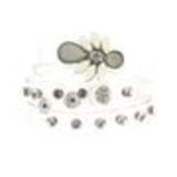 Bracelet 3 tours translucide Fleurs et strass, 8454 Noir-Or Blanc - 8454-33393