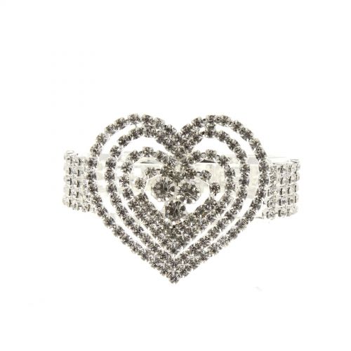 Bracelet manchette strass, cœur 6423 Argent Argent - 6423-33713