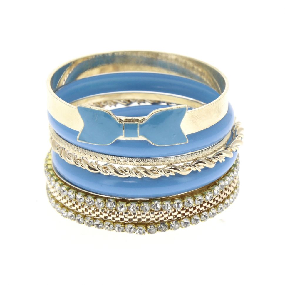 Bracelets 6 bangles, 4957 VERT FLUO Bleu - 4962-33769