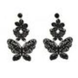 Boucles d'oreilles dentelles Papillon strass, 8013 Rose Black (Black) - 8015-34214