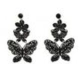 Boucles d'oreilles dentelles Papillon strass Noir (Noir) - 8015-34214