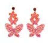 Boucles d'oreilles dentelles Papillon strass Corail - 8015-34215