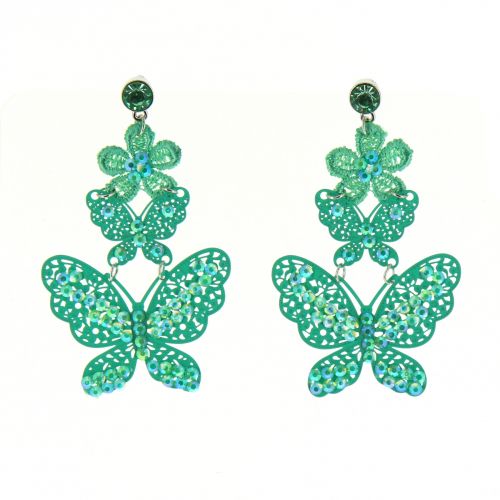 Boucles d'oreilles dentelles Papillon strass