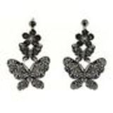 Butterfly dentelles earrings 8013 Pink Black (Miror Grey) - 8015-34217