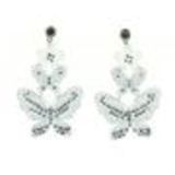 Boucles d'oreilles dentelles Papillon strass, 8013 Rose Blanc - 8015-34218