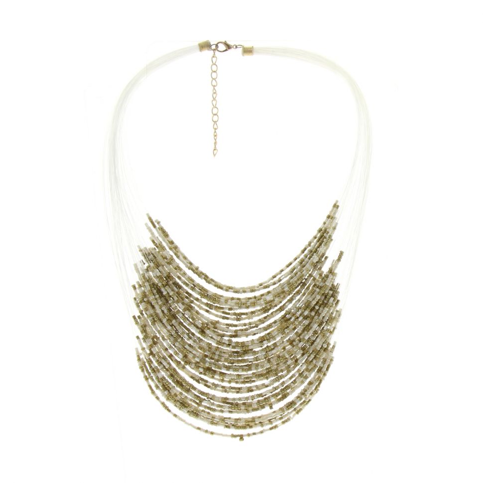 Collier femme, Coeur en strass, XS-2259 Golden (White) - 10068-34618