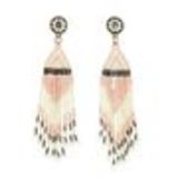 Boucles d'oreilles pendants à perles et strass, 9108 Doré Rose - 10076-34740