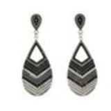 Boucles d'oreilles pendants à perles et strass, 9108 Doré Noir - 10093-34862