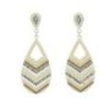 Boucles d'oreilles pendants à perles et strass, 9108 Doré Ecru - 10093-34865