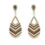 Boucles d'oreilles pendants à perles et strass, 9108 Doré Beige - 10093-34866