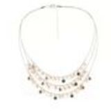 Collier cordons métal strass LEINA Rose - 10103-34951