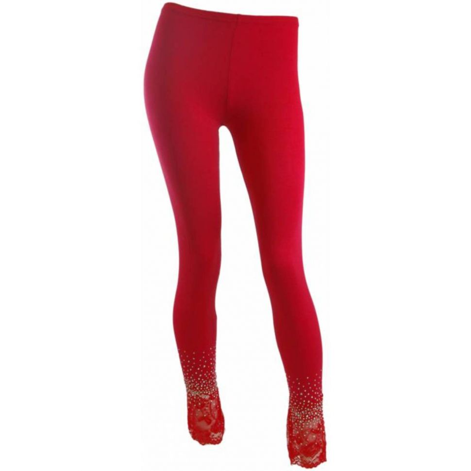 Leggings Dentelles et strass Rouge - 5340-36137