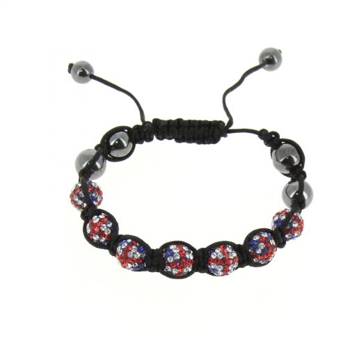 Bracelet shamballa 7 perles, Drapeau Anglais, ABBIE