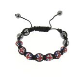 Bracciale shamballa 7 perle, bandiera inglese, ABBIE