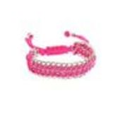 Bracelet shamballa tressé sur chaine Fuchsia - 4082-36188