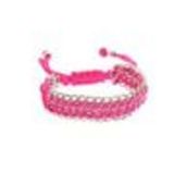 Bracelet shamballa tressé sur chaine, 4079 rouge Fuchsia - 4082-36188
