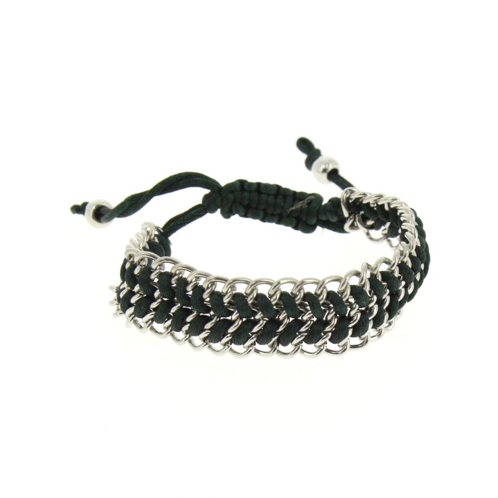 Bracelet shamballa tressé sur chaine Vert - 4082-36189