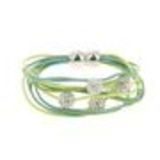 Bracelet aimanté cordons en cuir 5 disco ball Vert-Jaune - 3035-36217