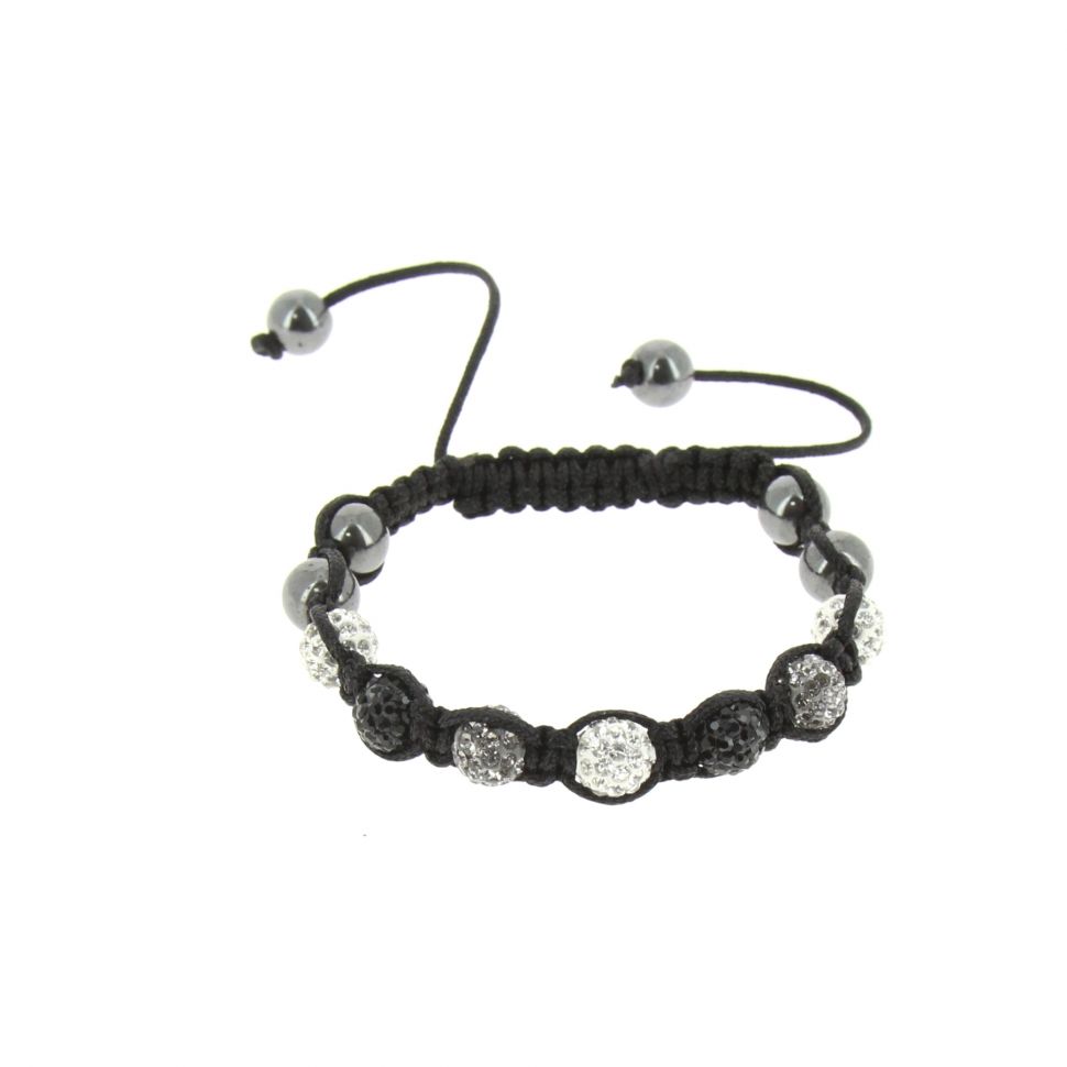 Bracelet shamballa à cristaux ultra fin et brillant Noir (Gris, Blanc) - 2068-36252