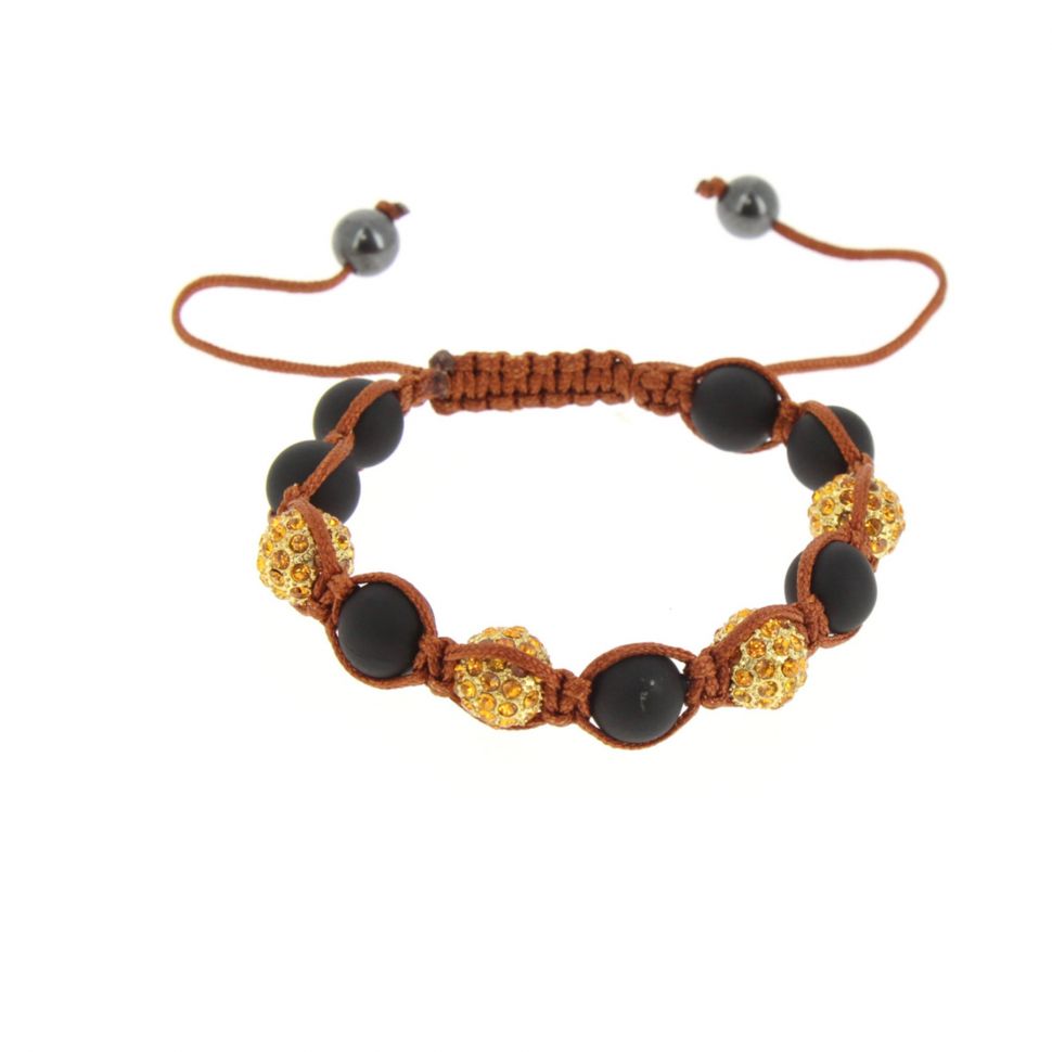 Bracelet Shamballa AOH-70 hématites, perles noir Camel - 1709-36277