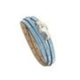 Bracelet cuir 3 tours strass cristal, 8474 Bleu Bleu - 8711-36322