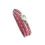 Bracelet cuir 3 tours strass cristal, 8474 Bleu Fuchsia - 8711-36323