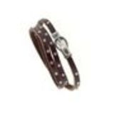 Bracelet cuir 3 tours strass cristal, 8474 Bleu Brun - 8711-36325