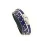 Bracelet cuir 3 tours strass cristal, 8474 Bleu Bleu marine - 8711-36326