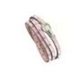 Bracelet cuir 3 tours strass cristal, 8474 Bleu Rose - 8711-36327