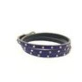 Bracelet cuir 3 tours strass cristal, 8474 Bleu Bleu marine - 8711-36331