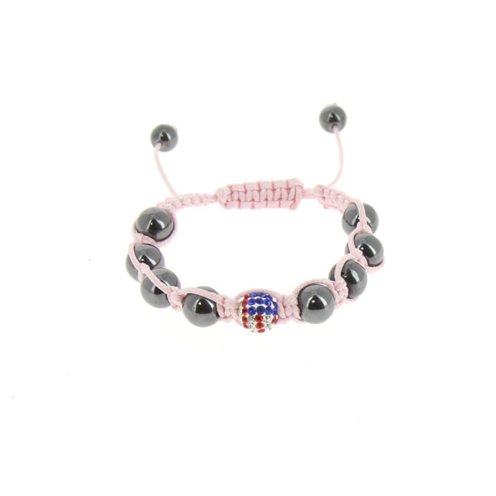 Bracelet shamballa drapeau americain fuchsia Rose - 2546-36341