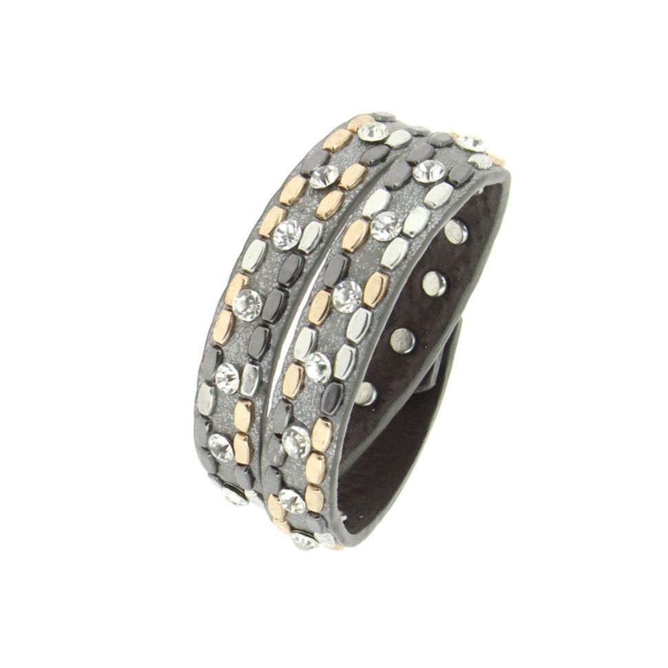 Bracelet 2 tour à strass, 7884 Argent Dark grey - 9702-36385