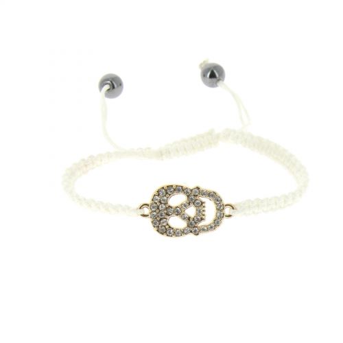 Bracelet shamballa tête de mort strass Blanc - 4699-36498