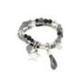 Bracelet extensible coeur et perles, E018 Gris - 1793-36532