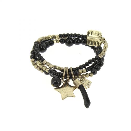 bracelet étoile et main, perle en verre Noir - 1793-36534