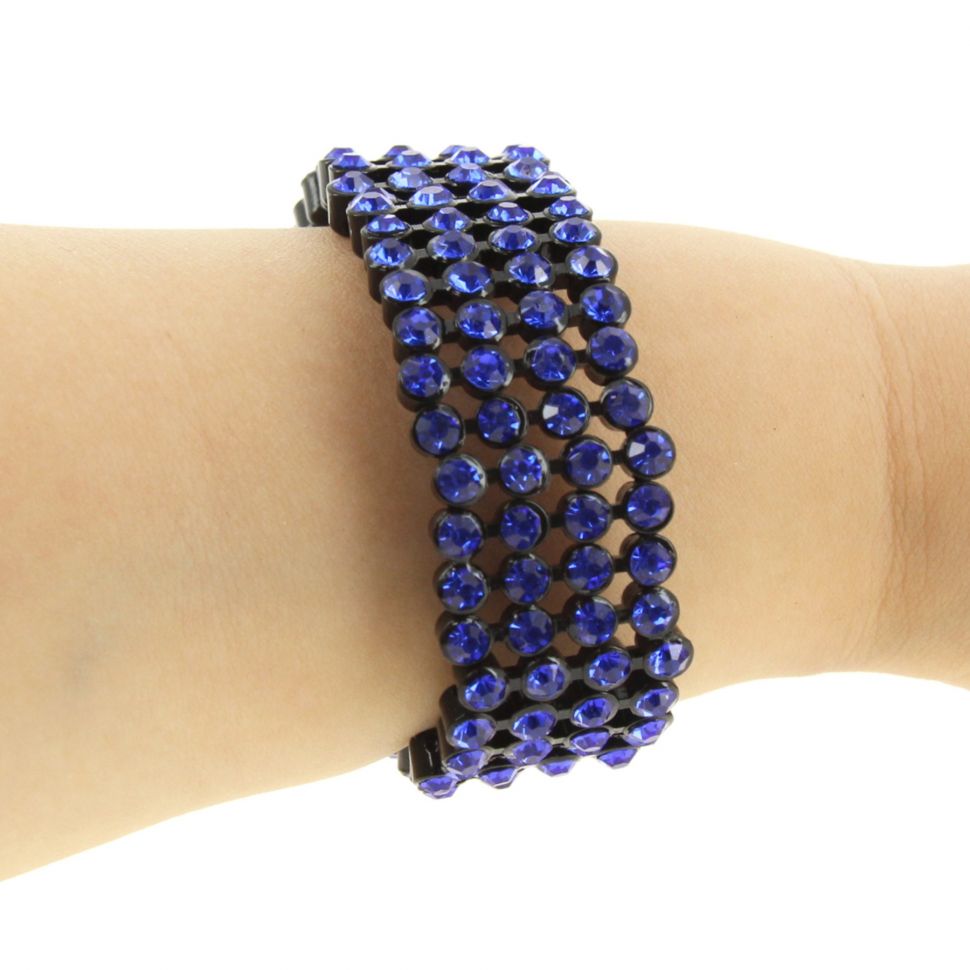bracelet B044-2 strass de 4 rangées Bleu - 1774-36539