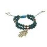 bracelet shamballa fatima en perles de verres et bois D024 Vert - 1789-36565