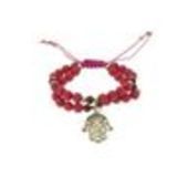 bracelet shamballa fatima en perles de verres et bois D024 Fuchsia - 1789-36570