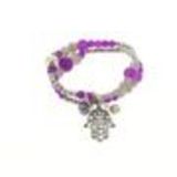 bracelet main de fatima en perles de verre Violet - 1792-36572