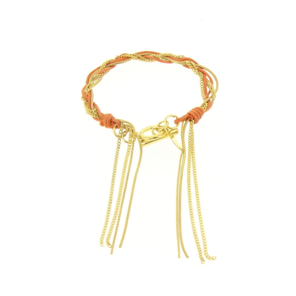 Collier ou Bracelet, tresse, AON-12 Orange - 1553-36588