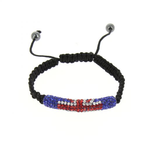 Bracelet shamballa mille strass, drapeau anglais AOH-93 Noir - 1934-36595