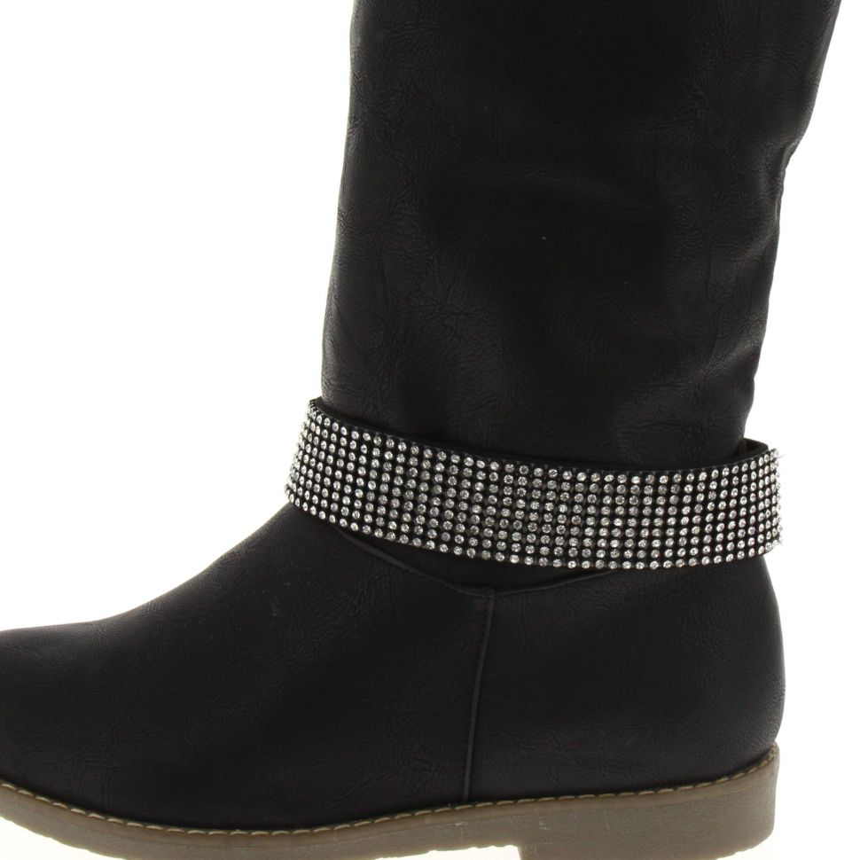 Paire de bijoux de bottes BR42-12, 9 rangées de strass Or Noir - 4793-36647