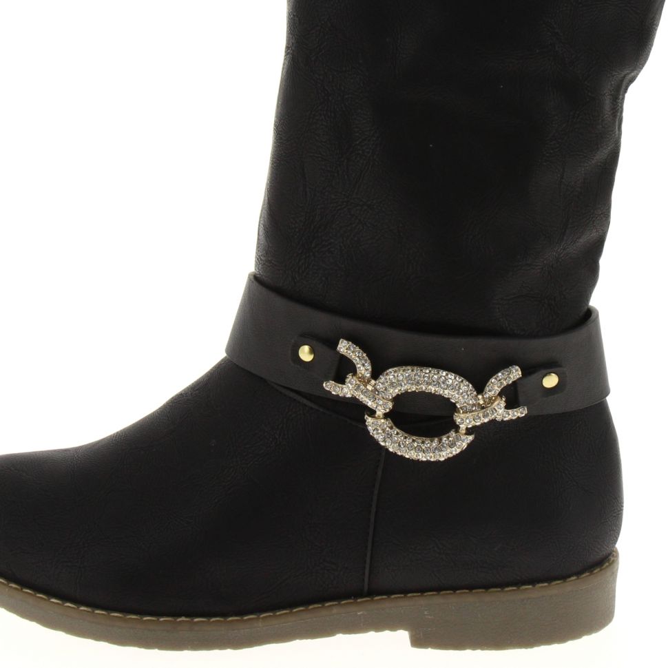 Paire de bijoux de bottes similicuir, 5696 Noir-Noir Black (Golden) - 5702-36652