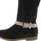 Paire de bijoux de bottes avec boucles, 6 rangées de strass, DH002 Blanc Rose - 4393-36663