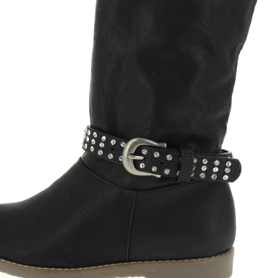 Paire de bijoux de bottes en croute de cuir cristal, 8918 Noir Noir - 8918-36672