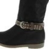 Paire de bijoux de bottes en croute de cuir cristal, 8918 Noir Taupe - 8918-36675