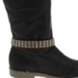 Paire de bijoux de bottes en croute de cuir cristal, 8918 Noir Taupe - 8918-36677