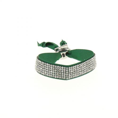 Bracelet ruban 6 rangées de strass Vert - 4890-36715